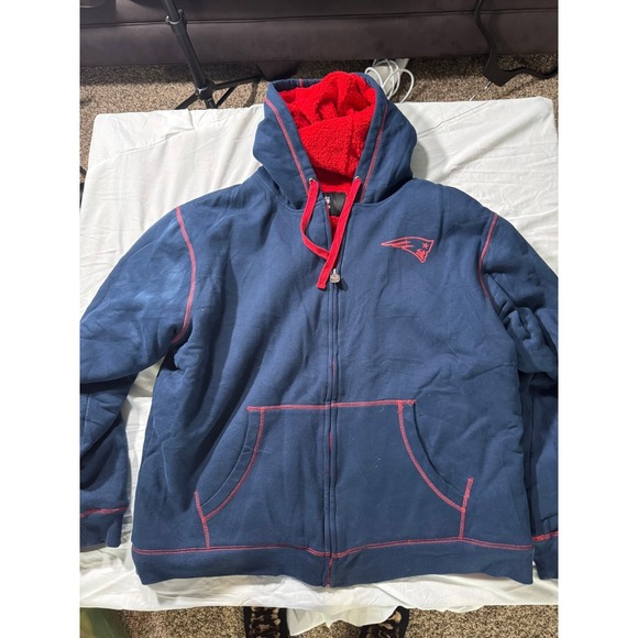NFL Pro Line New England Patriots Hoodie Full Zip Fleece Lined 2XL Jacket - Picture 1 of 7